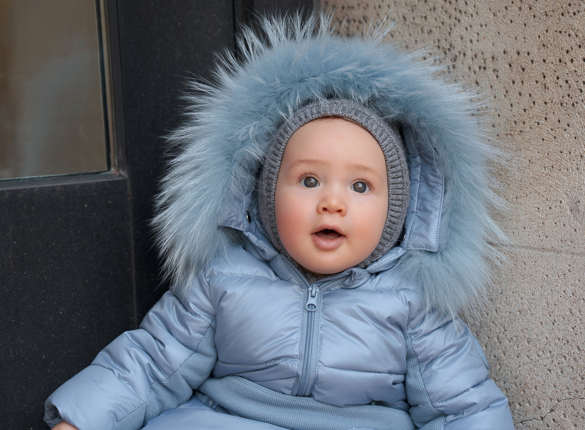Ribbed Detail Snowsuit-Blue
