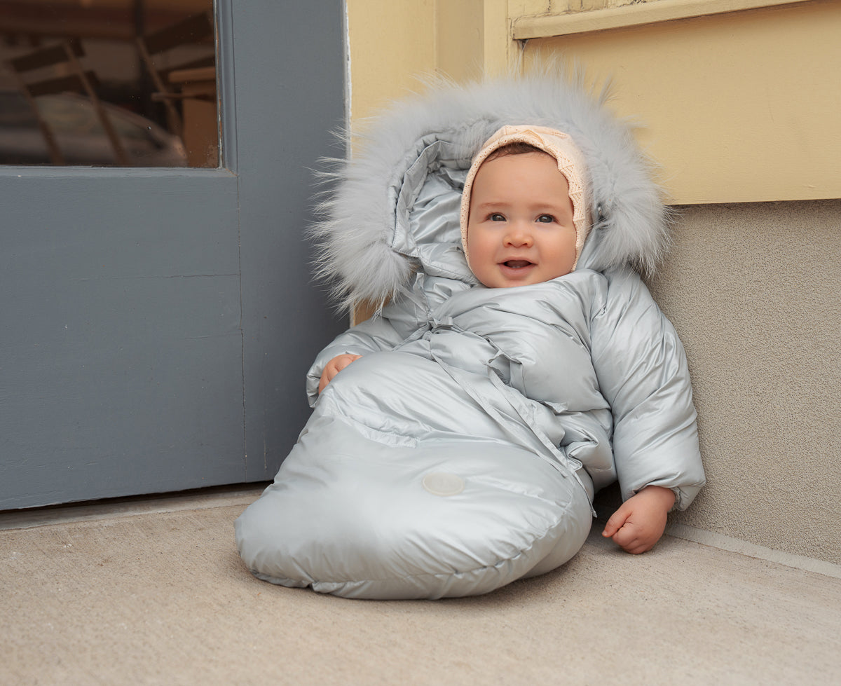 Bow Wrap Snowsuit-Stone Blue