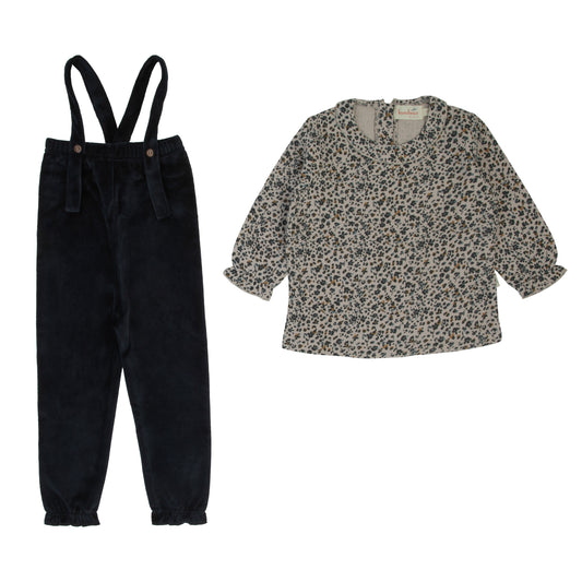 Floral Muslin Velour Romper-Girls