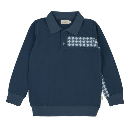 Knit Insert Polo-Blue