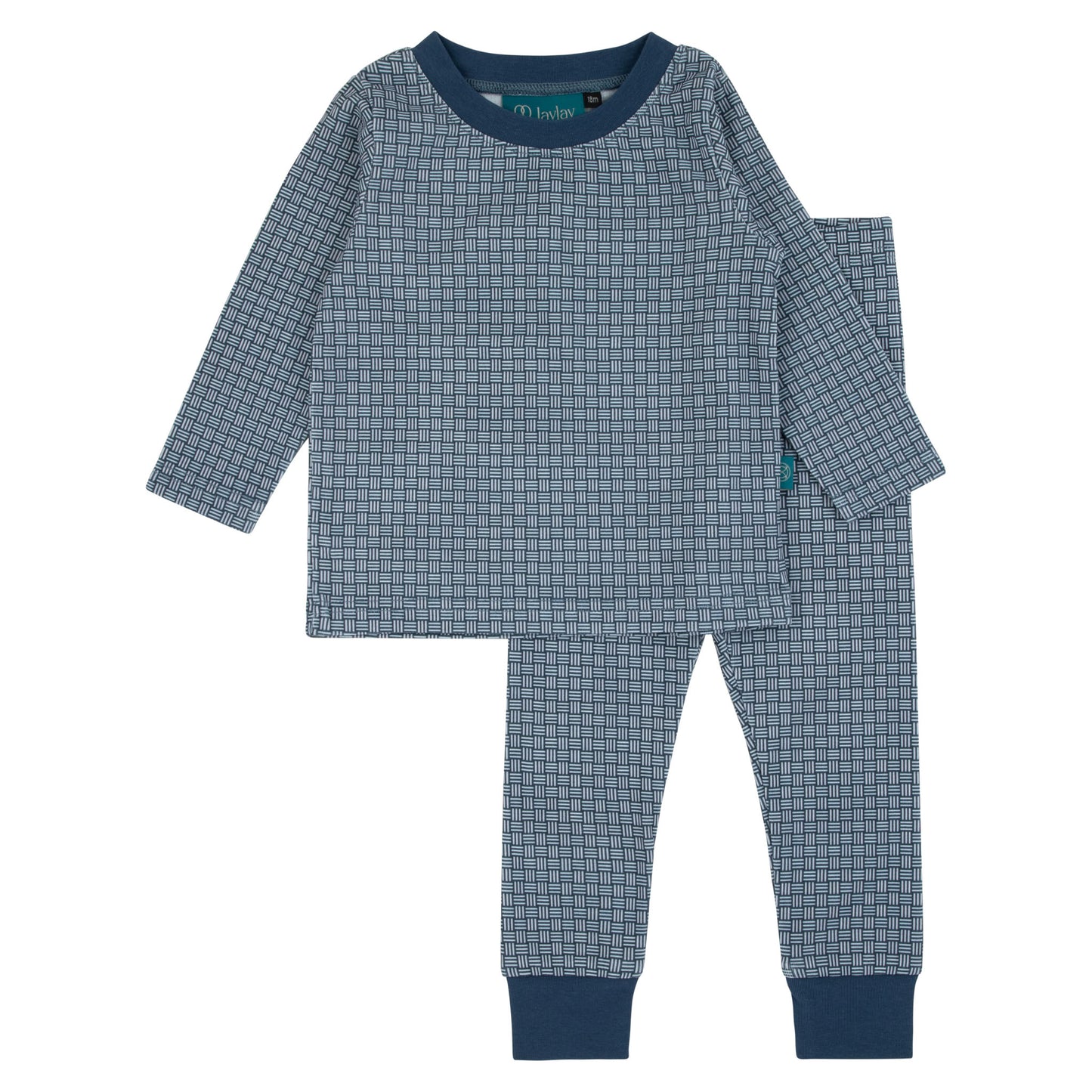 Weaved Navy Blue Print 2 Pcs Set
