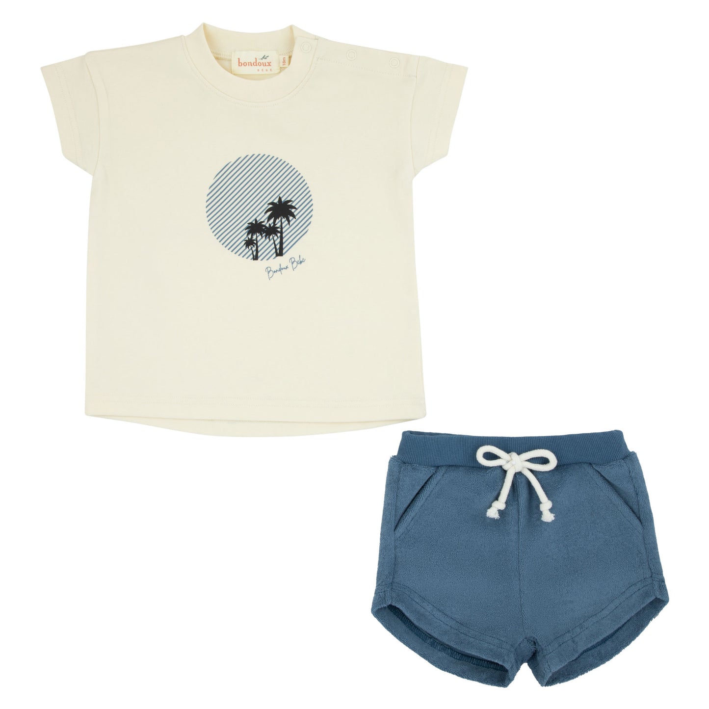 Palm Tree Blue Terry Short Set