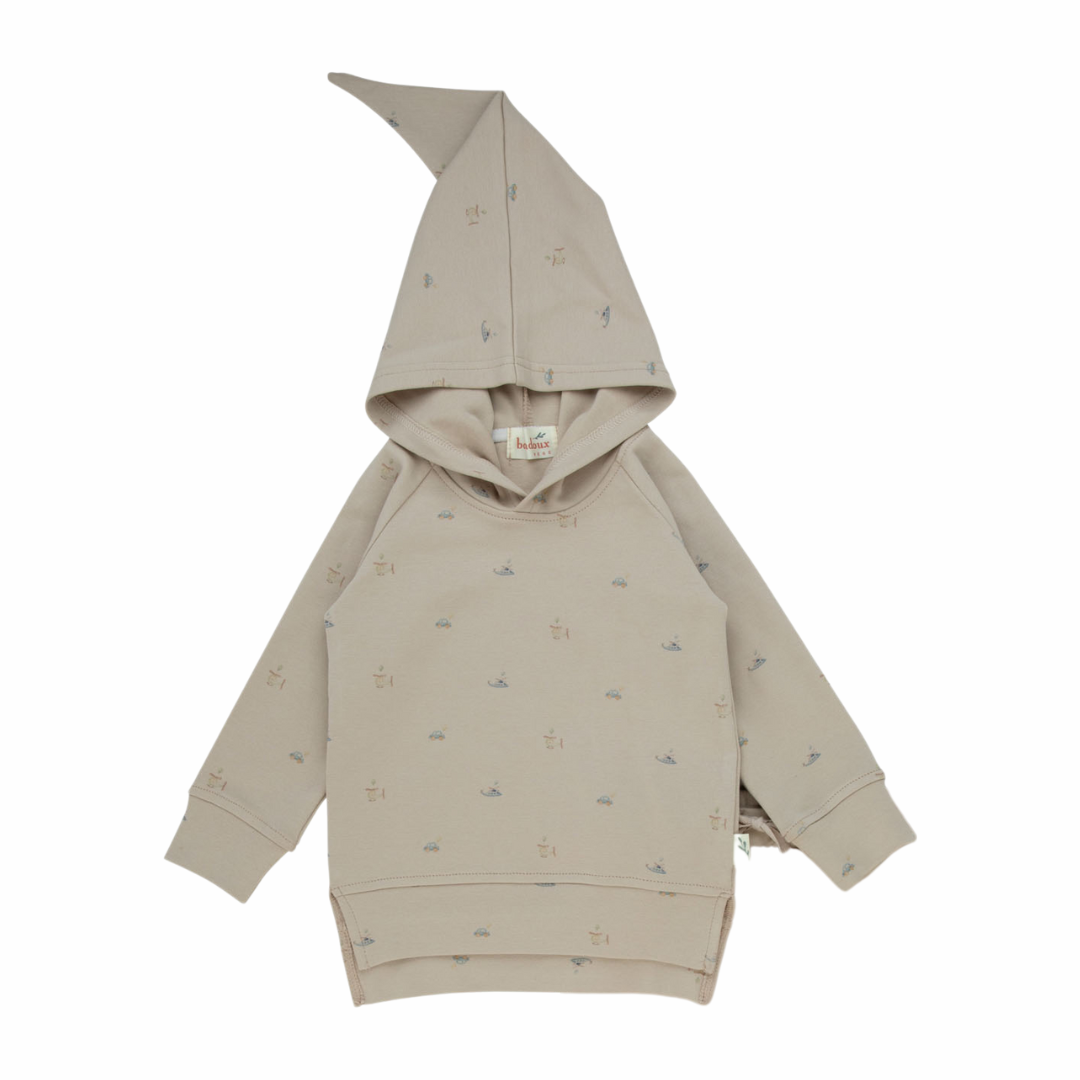 Printed Hoodie Top Boys Beige