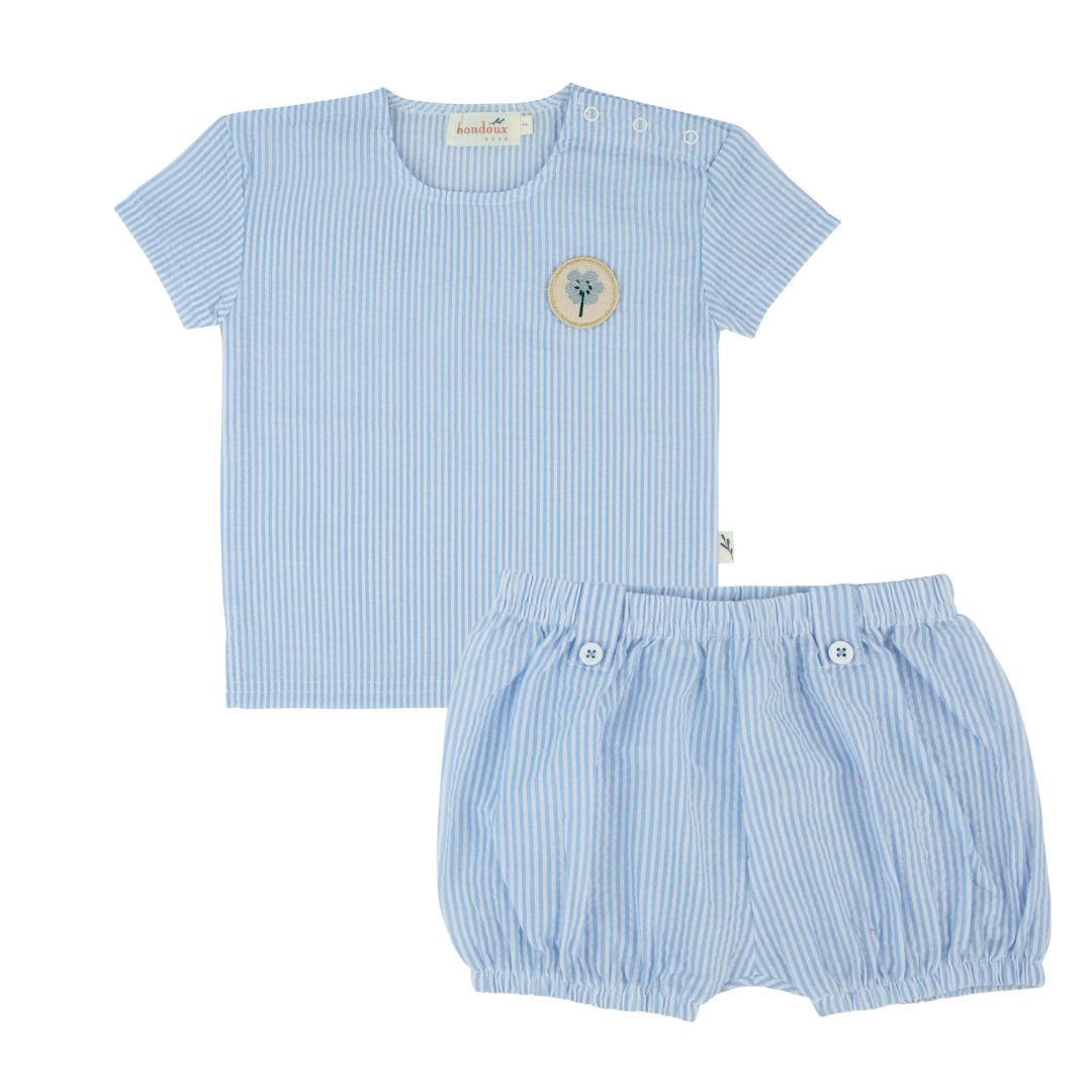 Seersucker Toddler Boy 2 Piece-Blue /Blue Top