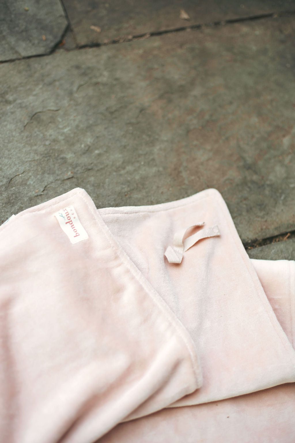 Knit Detail Velour Blanket-Peach
