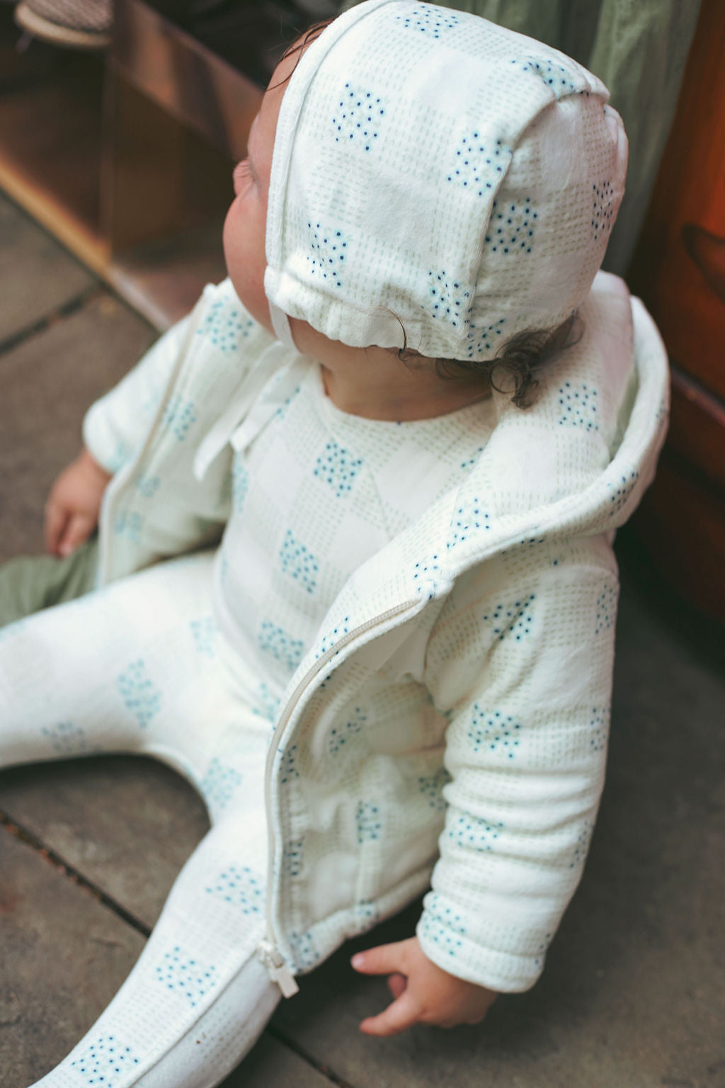 Floral Velour Sweater-Blue