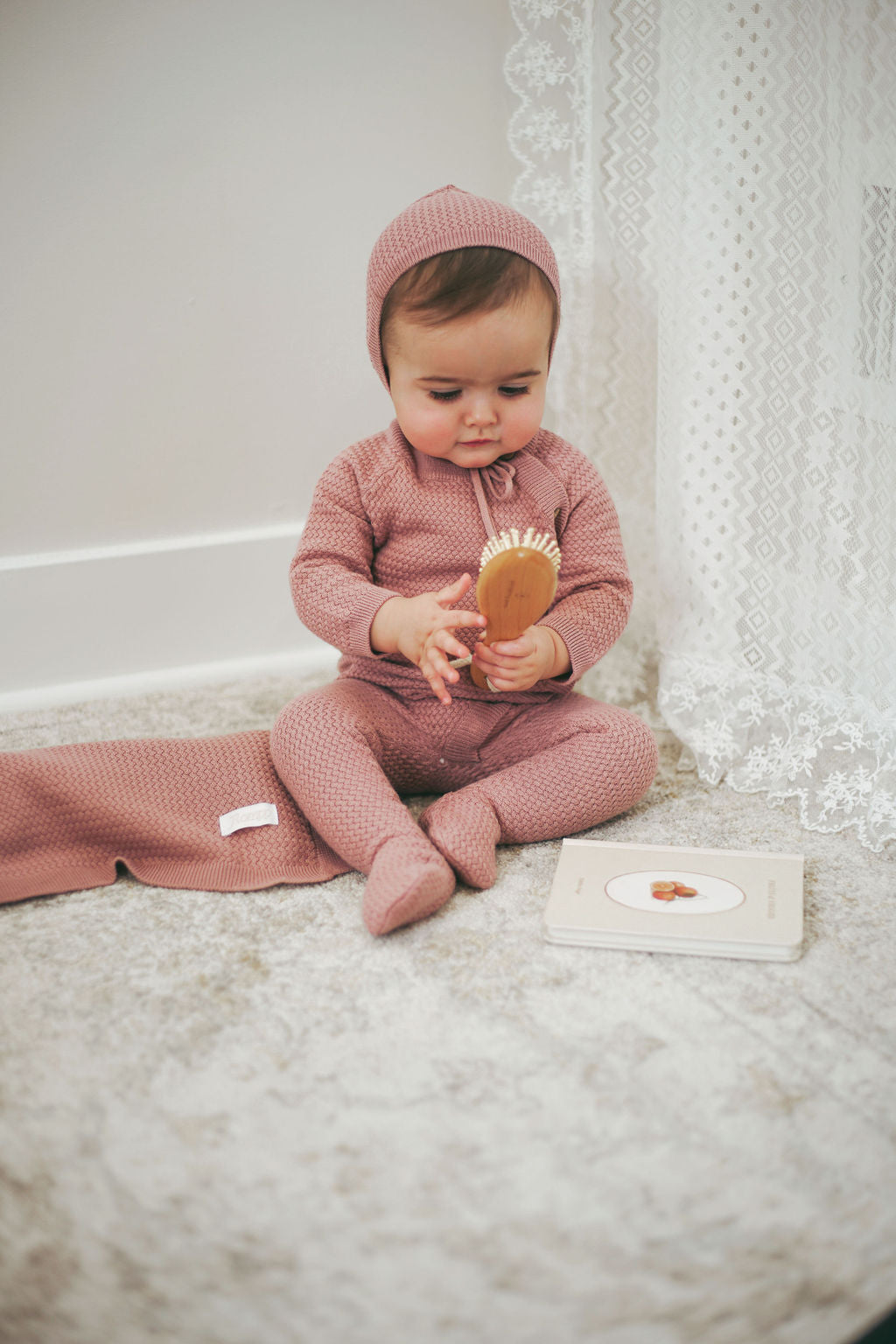 Woven Wrap Knit Onesie Pink