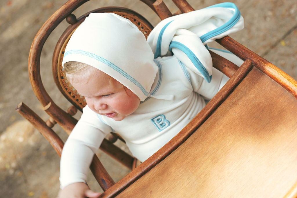 Sherpa 'B' Footie-White & Blue