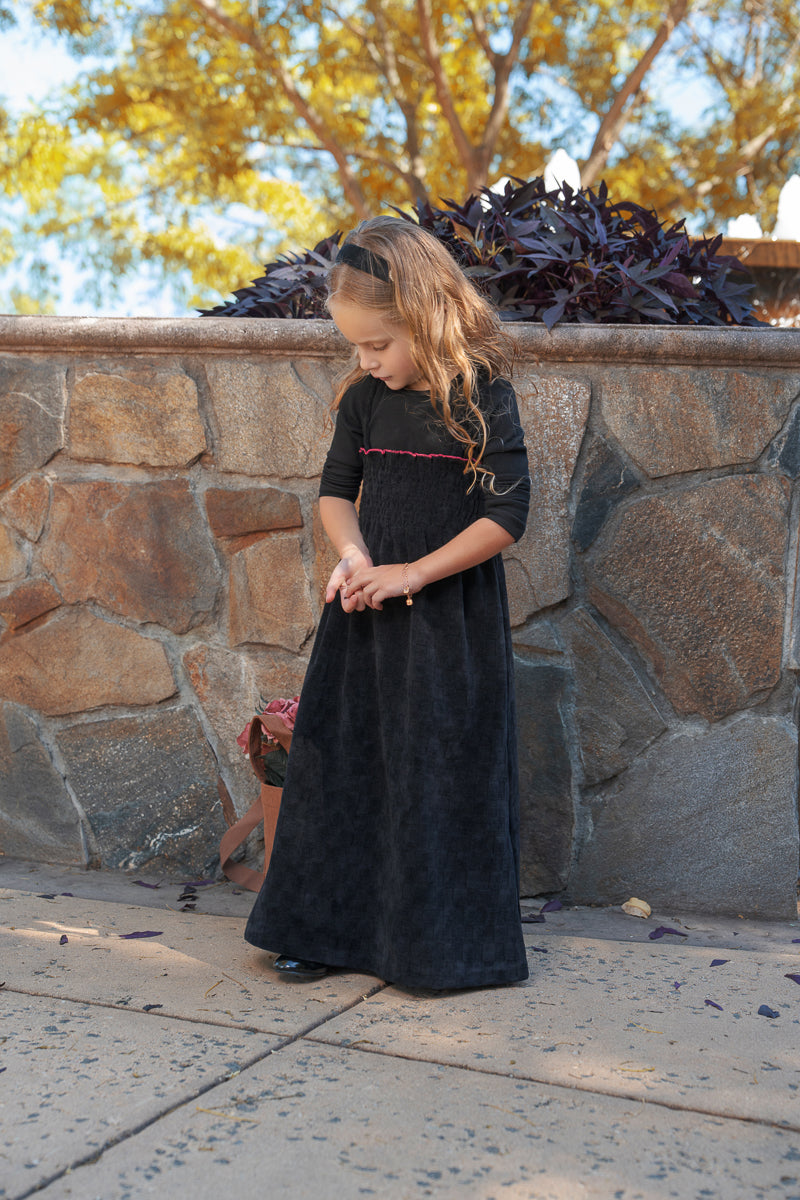 Square Velour Robe-Black