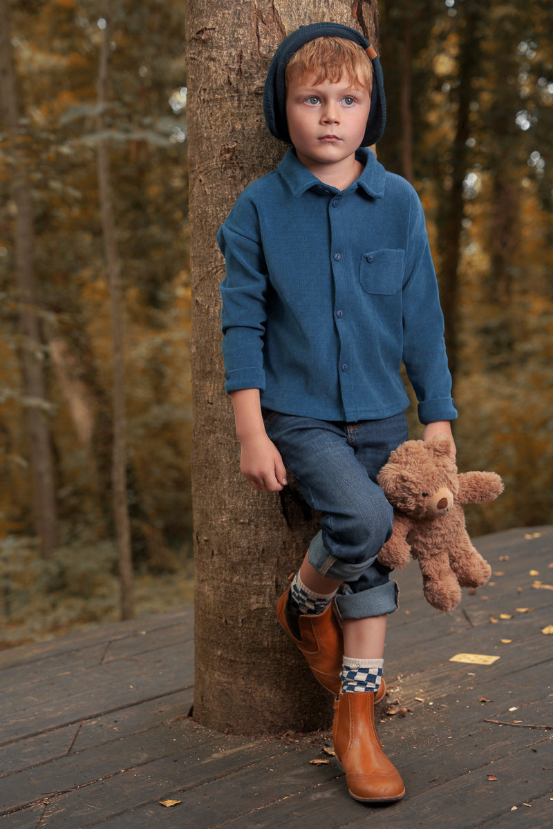 Ribbed Corduroy Shirt-Teal