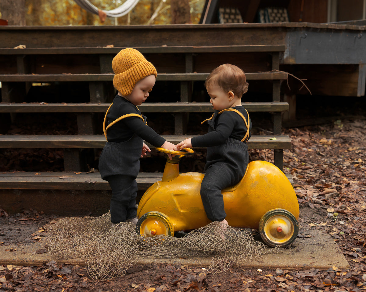 Yellow Denim Romper-Boys