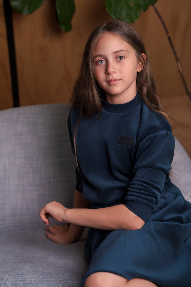 Logo Velour Pre Teen Set-Teal
