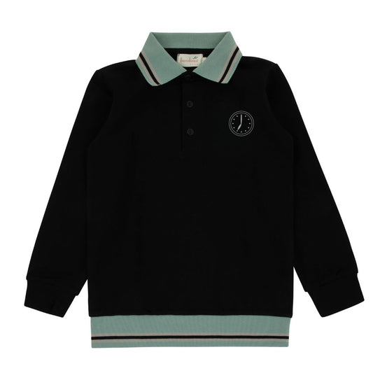 Black Clock Long Sleeve Polo