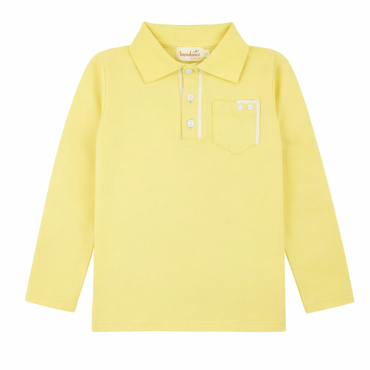Pastel Yellow Boys Long Sleeve Polo
