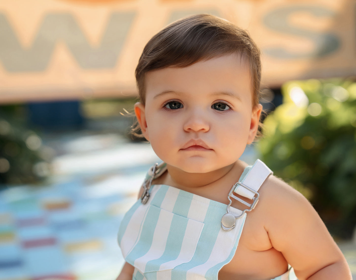Neon Green Striped Boys Romper