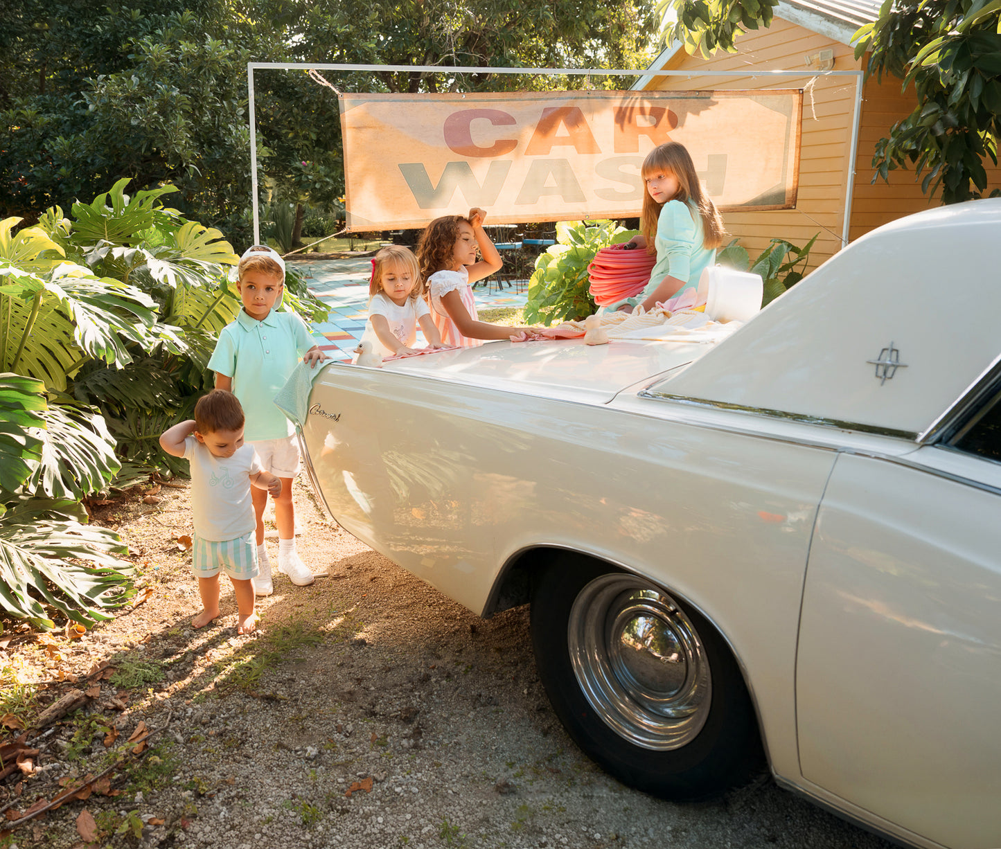 White Top With Neon Green Striped 2Pcs Set