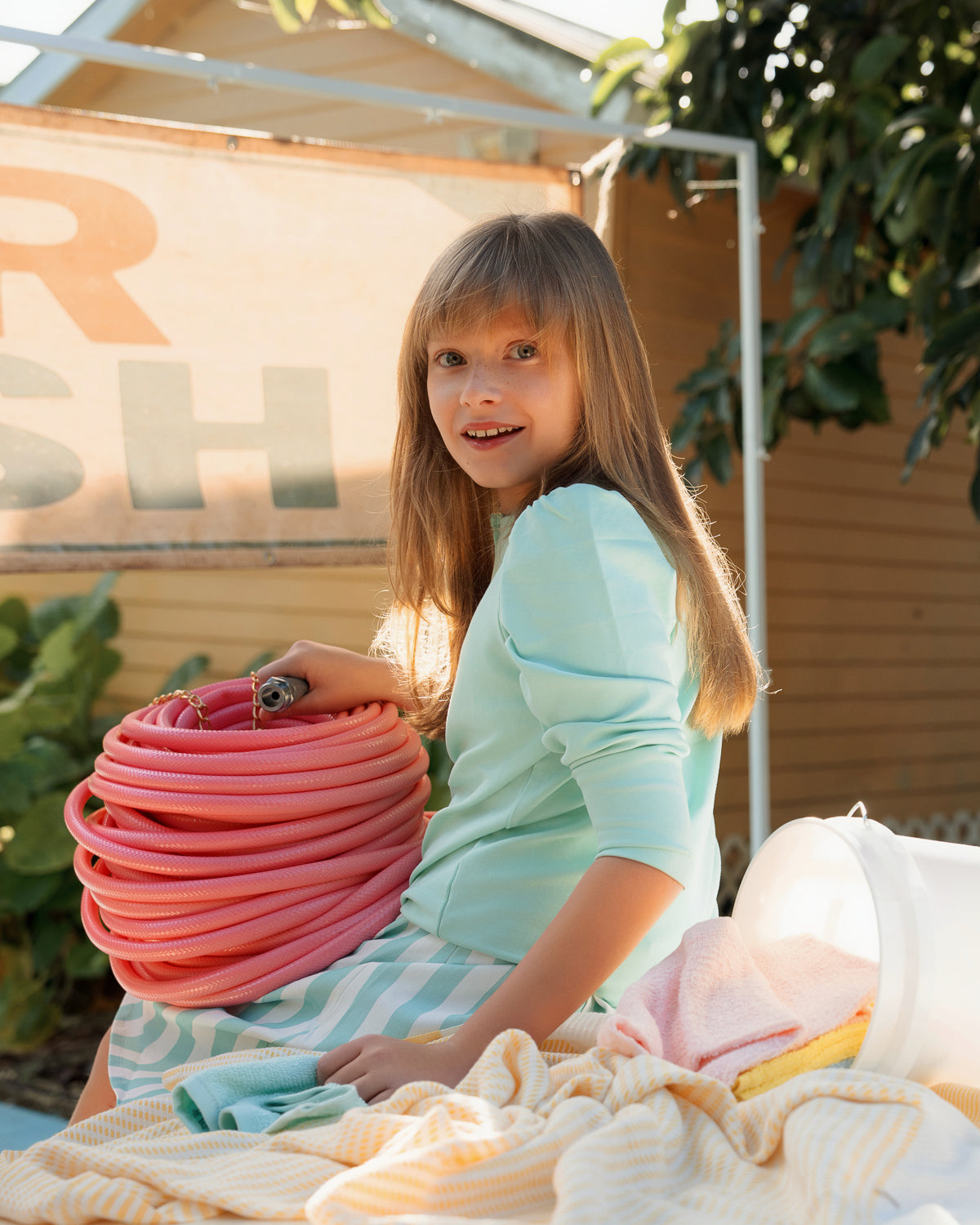 Neon Green Striped Preteen Set