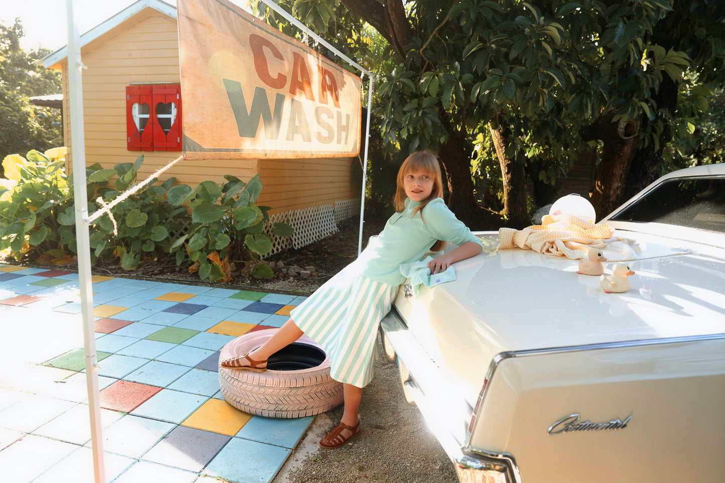 Neon Green Striped Preteen Set