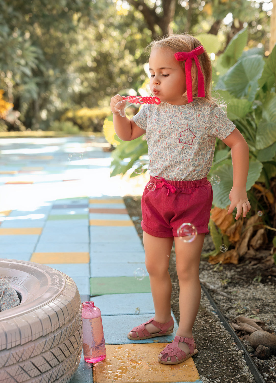 House Print Hot Pink 2Pcs Short Set