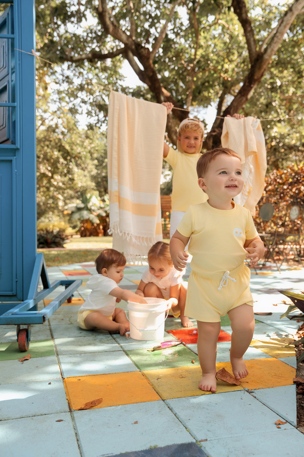 Pastel Yellow 2 pcs Boys Button Set