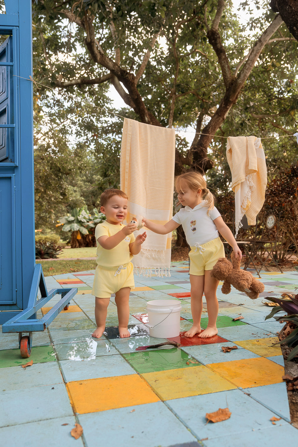 Pastel Yellow 2 pcs Boys Button Set