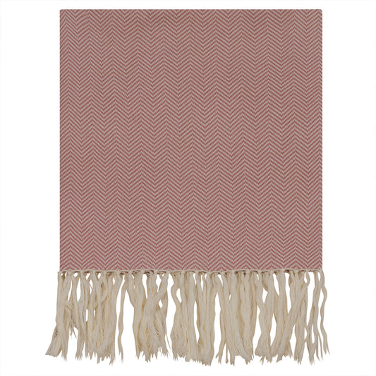 Tassel Chevron Knit Carriage Blanket-Pink