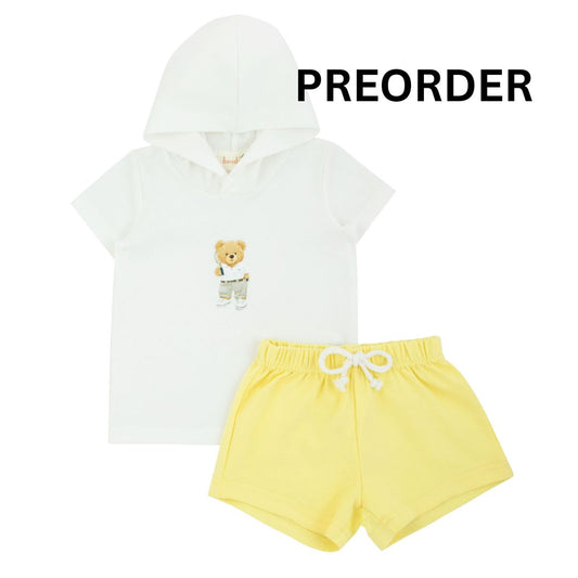 Pastel Yellow Boys Short Hoodie Set