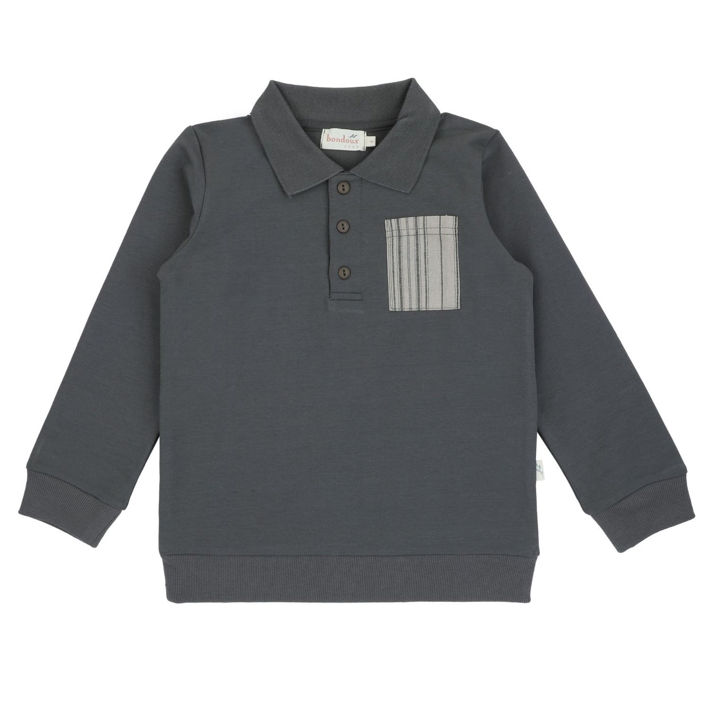 Striped Pocket Polo-Charcoal