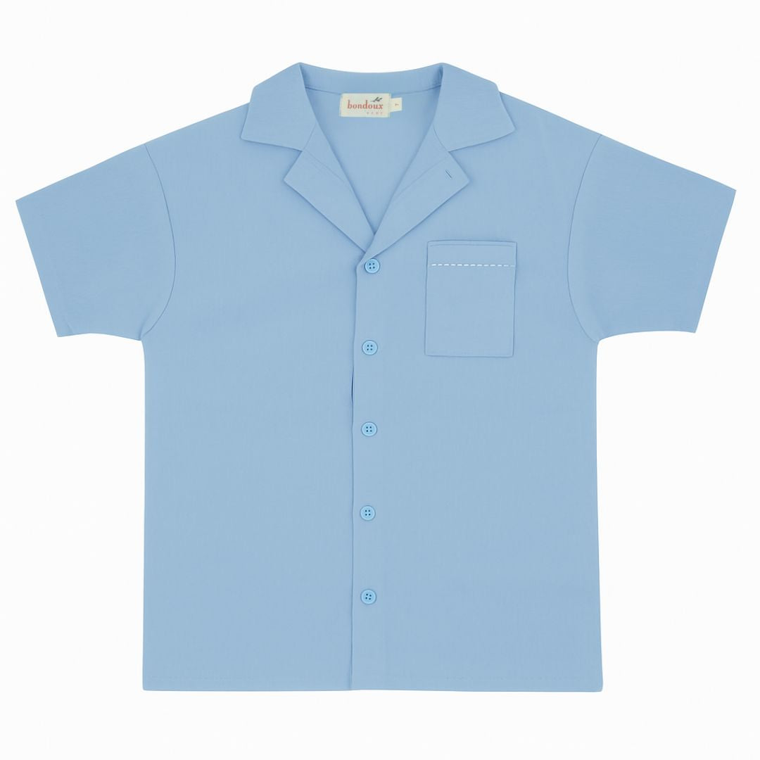 Light Blue Shapes Short Sleeve Shirt Top