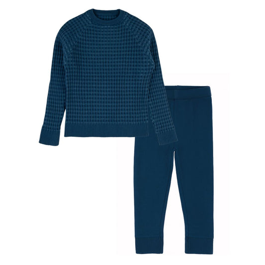 Weaved Knit  2 Piece-Blue