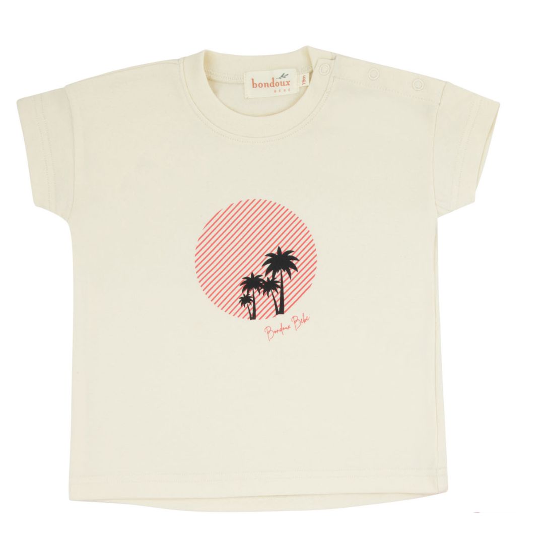 Coral Palm Tree Short Sleeve Top