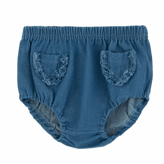 Basic Frayed Pockets  Denim Blue Bloomers