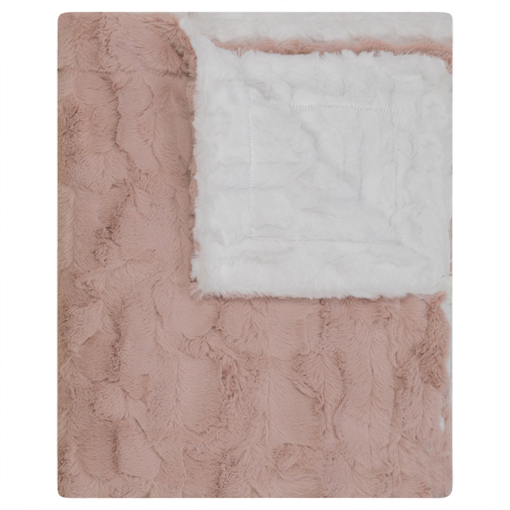 Fuzzy Blanket-MAUVE PINK / WHITE